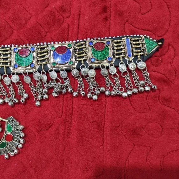 Afghan Tribal Vintage Necklace And Afghan Earring Complete Set Jewelry Set Gift - Picture 2 of 5